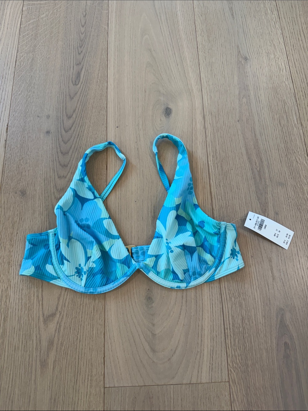NWT Hollister Blue Floral Underwire Bikini Top Size Large